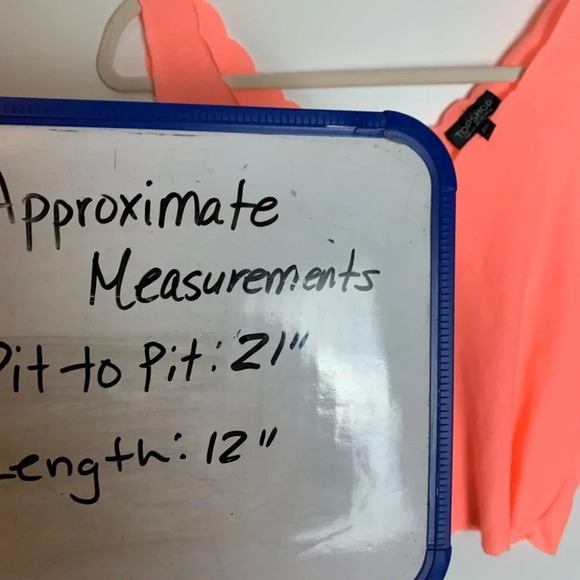 Topshop Womens Crop Top  Pink Coral Scallop V-Neck Sleeveless SIZE 12 - Picture 5 of 8